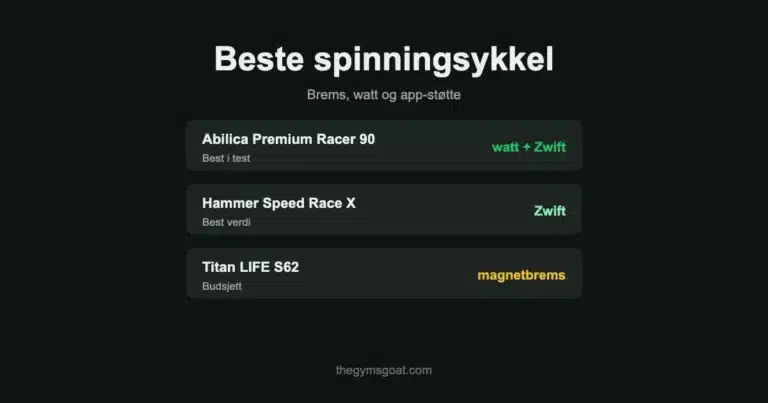 Beste spinningsykkel: Abilica Premium Racer 90, Hammer Speed Race X og Titan LIFE S62